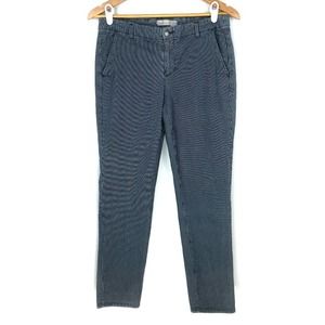Vince Relaxed Trouser Pants Blue Gray Stripe Mid Rise Tapered Stretch 28